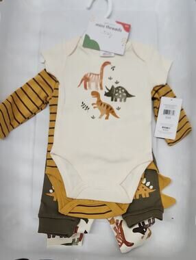 Petit Lem Cream Bodysuit with Mustard Stripe Layer